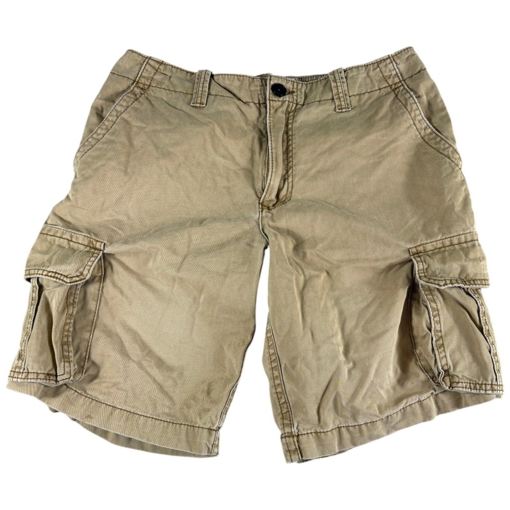 Aeropostale Cargo Shorts Mens 33 Tan Khaki Washed Durable Workwear Grunge Y2K